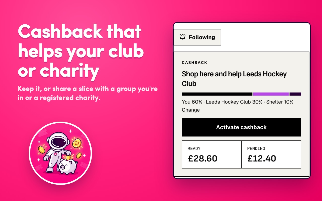 Activating cashback from the extension at a shop's checkout.