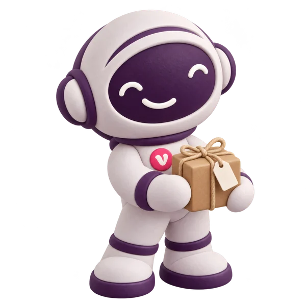 Vinny the Vouchernaut, with a gift