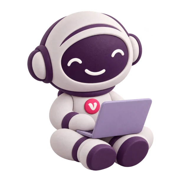 Vinny the Vouchernaut, on a laptop