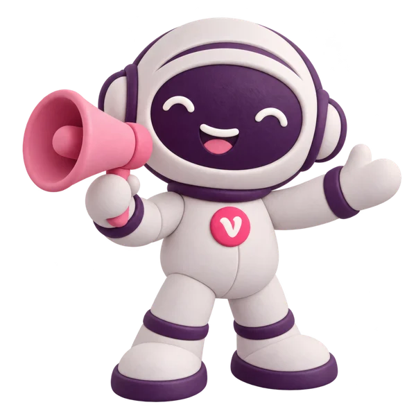 Vinny the Vouchernaut, with a megaphone