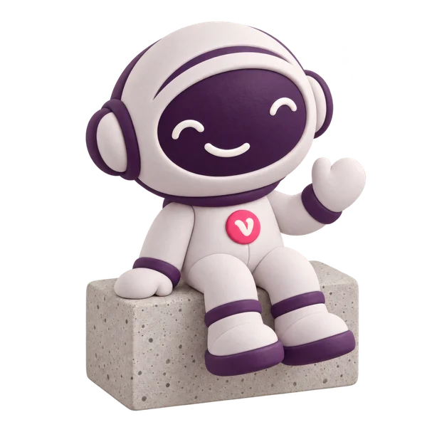 Vinny the Vouchernaut, sitting on a block