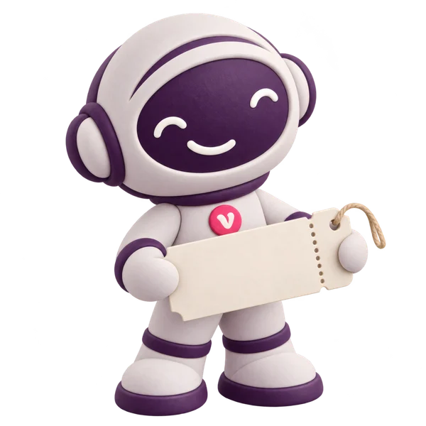 Vinny the Vouchernaut, holding a voucher